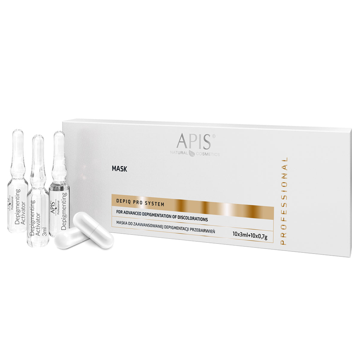 APIS DEPIQ PRO SYSTEM maska za naprednu depigmentaciju hiperpigmentacije 10 x 3 ml + 10 x 0,7 g