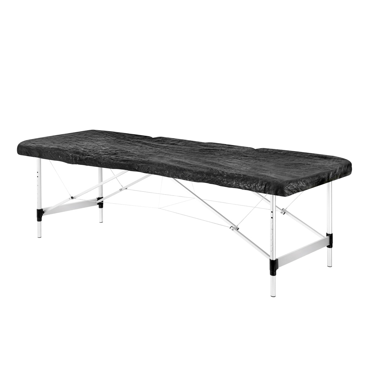 Disposable plastic sheet with elastic band black