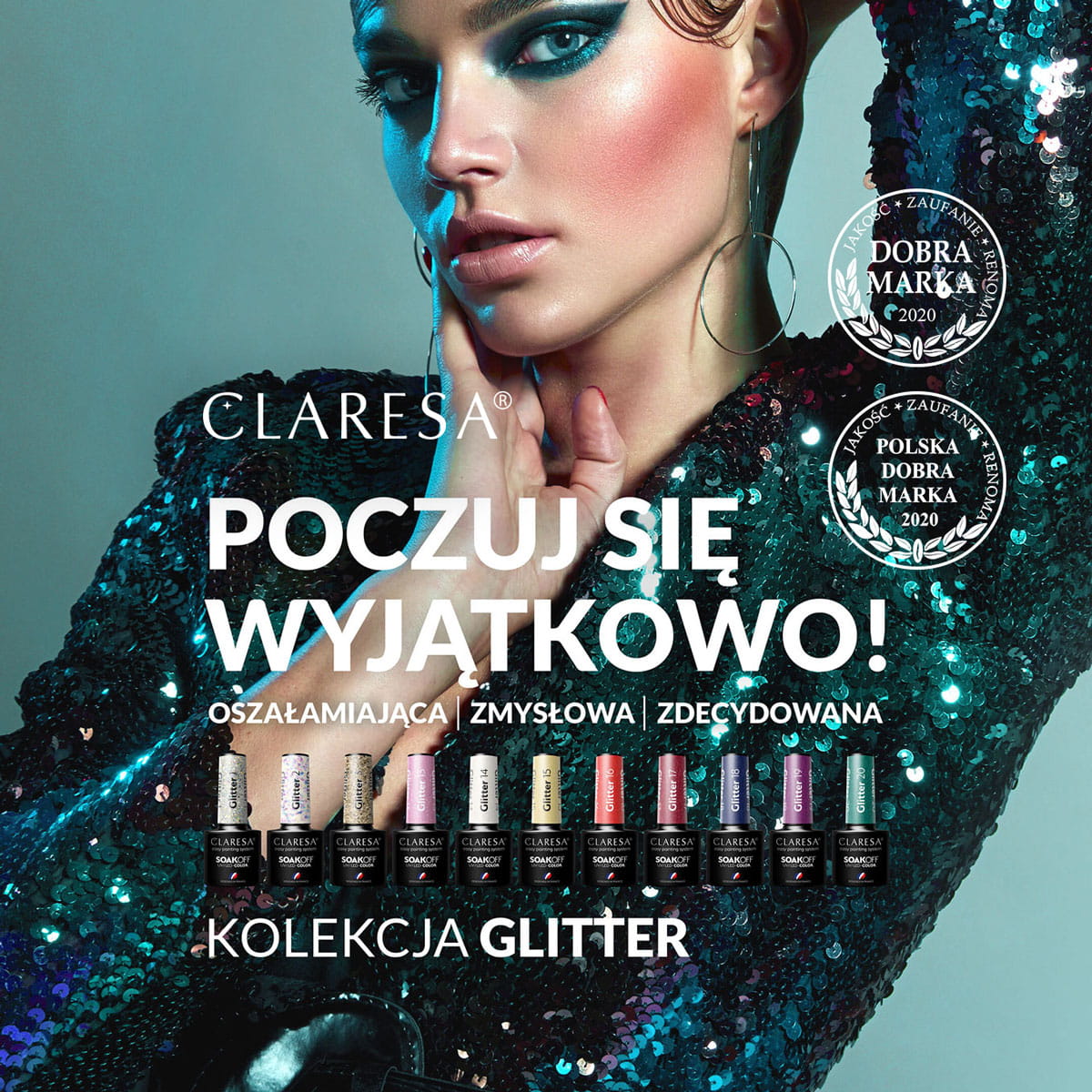 CLARESA Gel Politur GLITTER 2 -5g